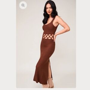 Brown Crochet Maxi Skirt